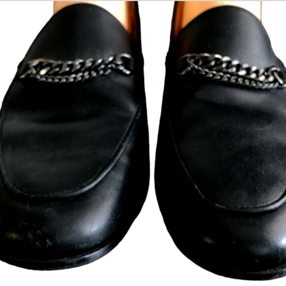 Sam Edelman Lorenzo Chain Loafer Flats Leather Sz 7.5 Black #119C - Picture 3 of 9